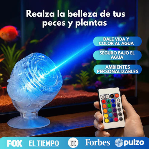 FOCO LED RGB, SUMERGIBLE PARA ACUARIO 16 COLORES