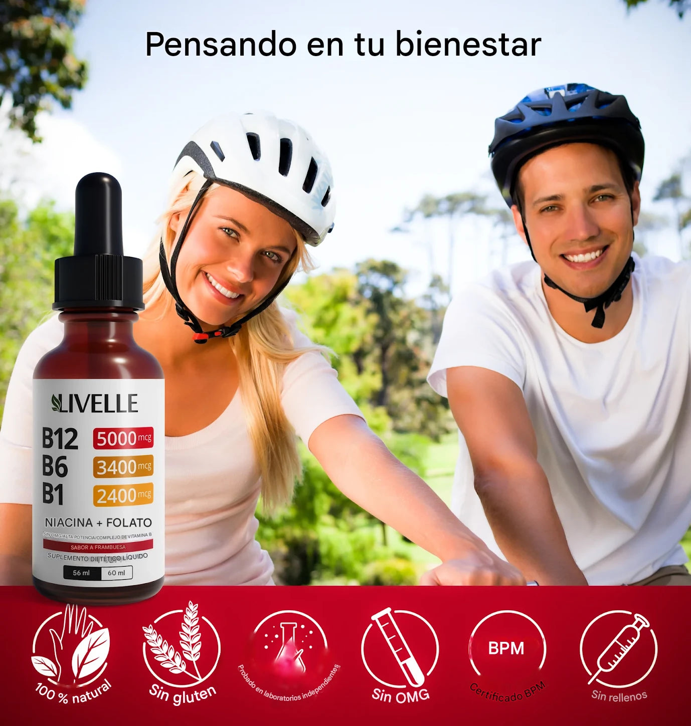 SUPLEMENTO LÍQUIDO DE VITAMINA B12 CON FRAMBUESA