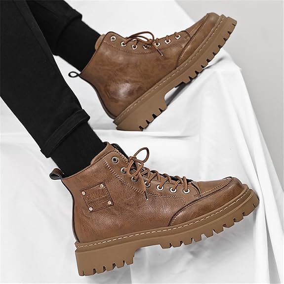 BOTAS ALTAS DE PIEL SINTÉTICA PARA HOMBRE – ELEGANCIA Y CONFORT IMPERMEABLE