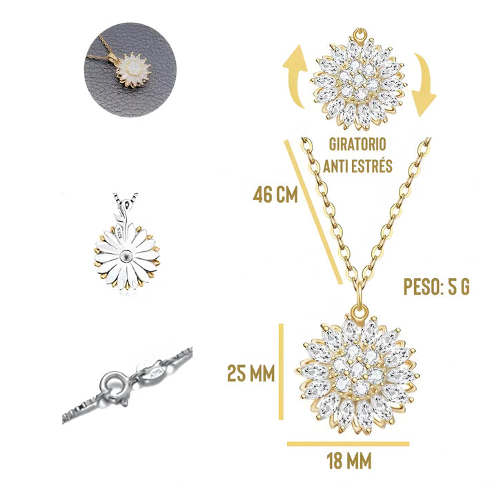 COLLAR GIRASOL GIRATORIO BAÑADO EN ORO