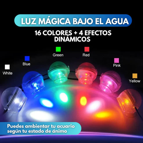 FOCO LED RGB, SUMERGIBLE PARA ACUARIO 16 COLORES