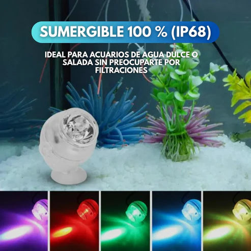 FOCO LED RGB, SUMERGIBLE PARA ACUARIO 16 COLORES