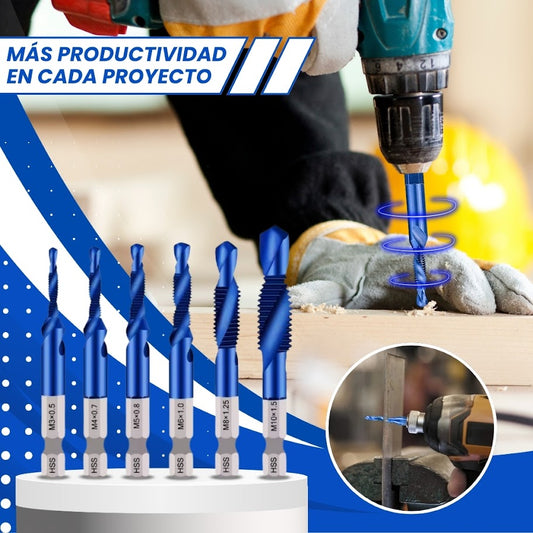 KIT DE BROCAS ROSCADORAS 6 EN 1 TITANPRO