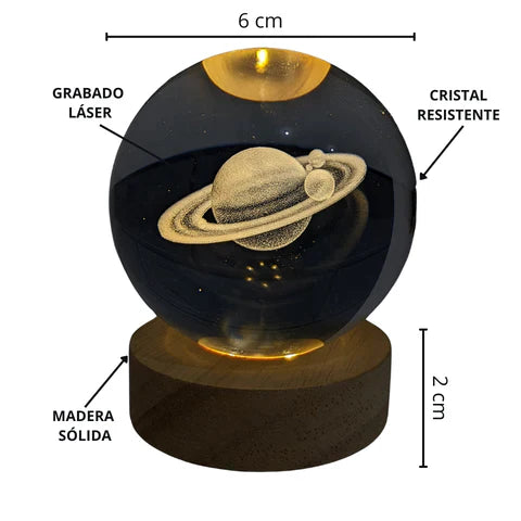 LAMPARA ESFERA 3D DE SATURNO