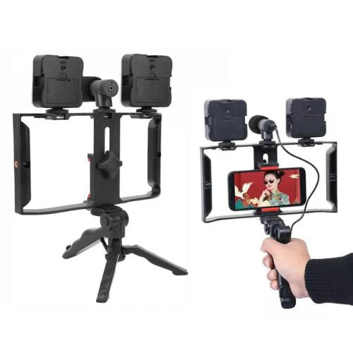 5 ACCESORIOS PARA GRABAR VIDEOS DOBLE LUZ, SOPORTE, TRÍPODE Y MICRÓFONO