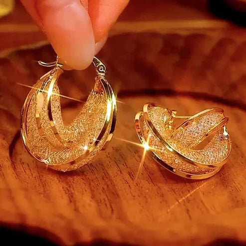 PENDIENTES DE ARO OVALADOS DE MALLA METÁLICA 2x1