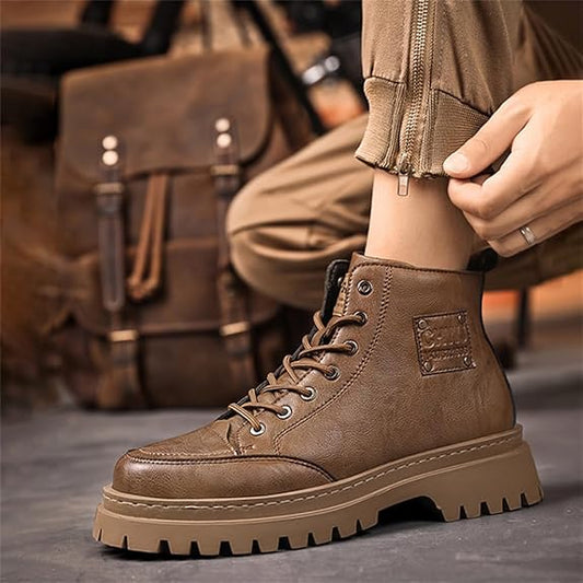 BOTAS ALTAS DE PIEL SINTÉTICA PARA HOMBRE – ELEGANCIA Y CONFORT IMPERMEABLE