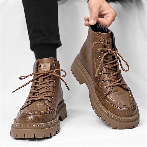 BOTAS ALTAS DE PIEL SINTÉTICA PARA HOMBRE – ELEGANCIA Y CONFORT IMPERMEABLE