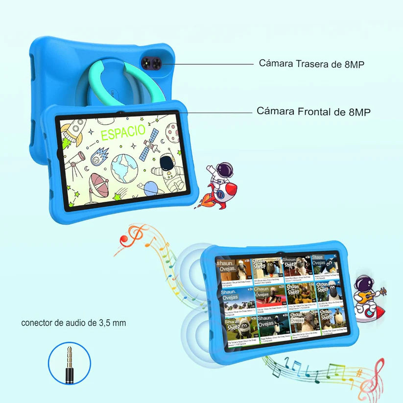 TABLETA ANDROID 13 DE 10 PULGADAS PARA NIÑOS CON FUNDA PROTECTORA