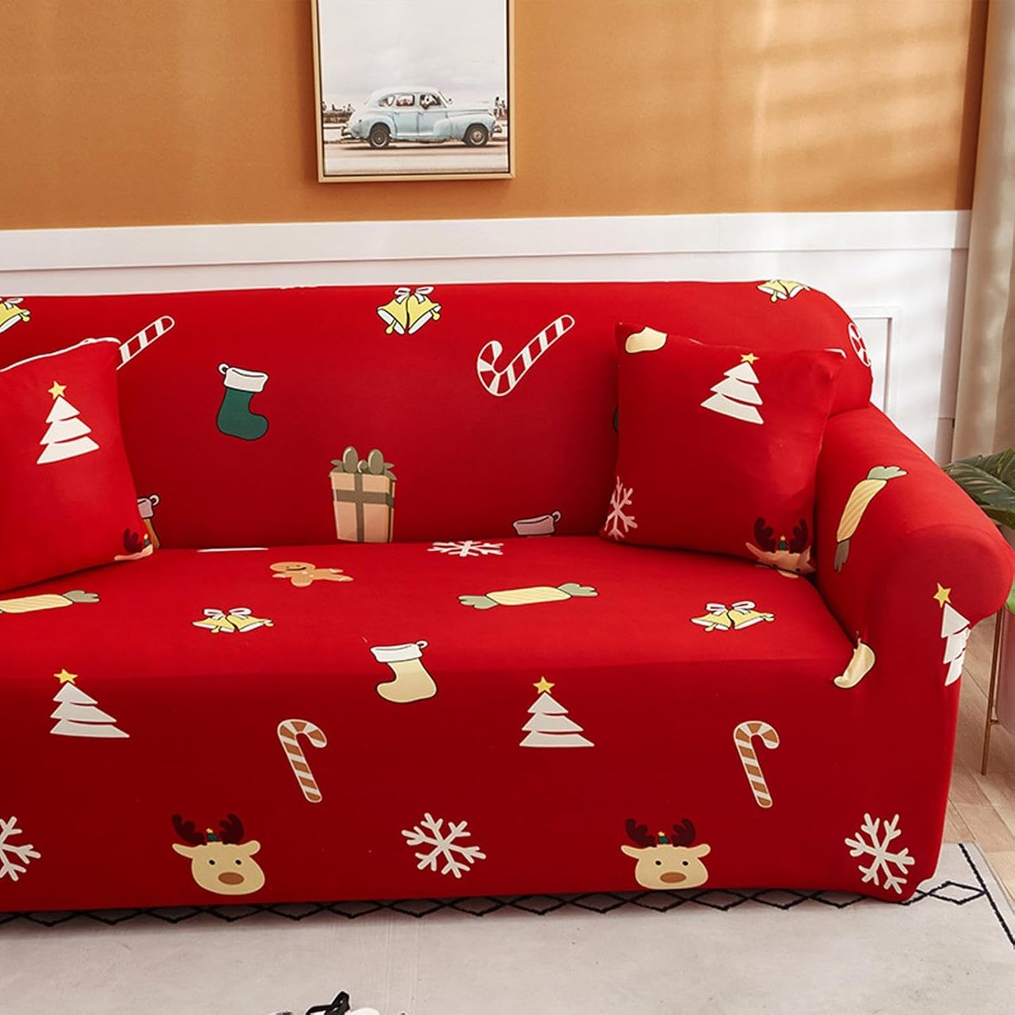 FORRO NAVIDEÑO PARA SOFÁ 🎄✨ ¡VISTE TU SALA DE NAVIDAD!