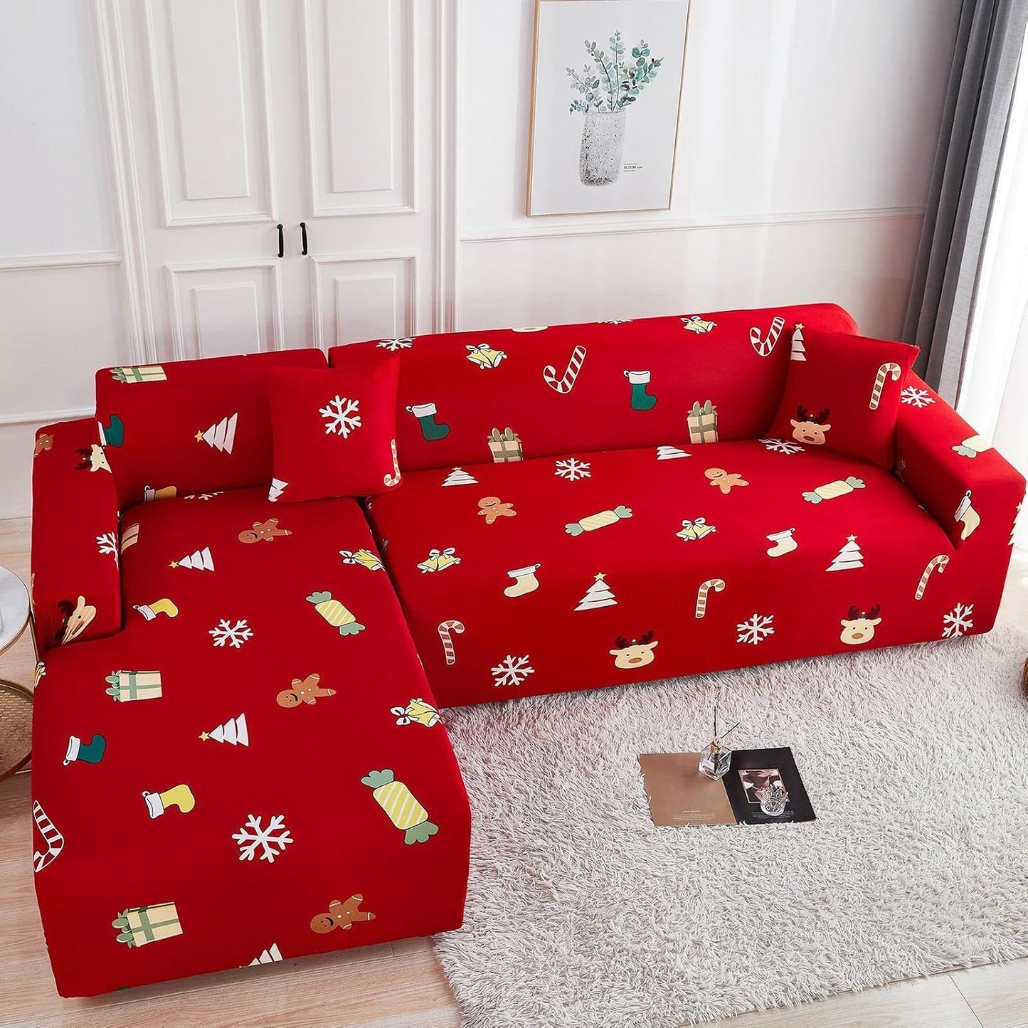 FORRO NAVIDEÑO PARA SOFÁ 🎄✨ ¡VISTE TU SALA DE NAVIDAD!