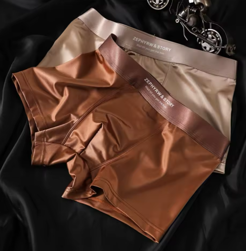 ROPA INTERIOR ELEGANTE DE SEDA HELADA PARA HOMBRE – BÓXERS ANTIBACTERIANOS DE SEDA DE MORERA