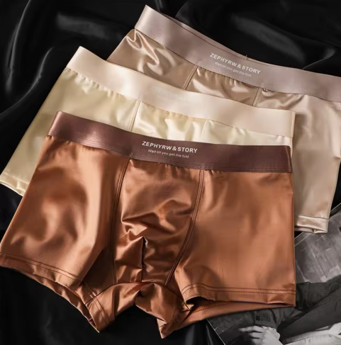 ROPA INTERIOR ELEGANTE DE SEDA HELADA PARA HOMBRE – BÓXERS ANTIBACTERIANOS DE SEDA DE MORERA