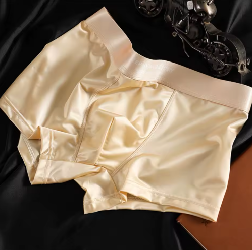 ROPA INTERIOR ELEGANTE DE SEDA HELADA PARA HOMBRE – BÓXERS ANTIBACTERIANOS DE SEDA DE MORERA