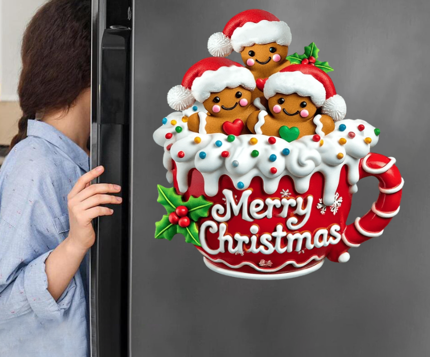 FELIZ NAVIDAD – CALCOMANÍA PERSONALIZADA DE FAMILIA DE JENGIBRE