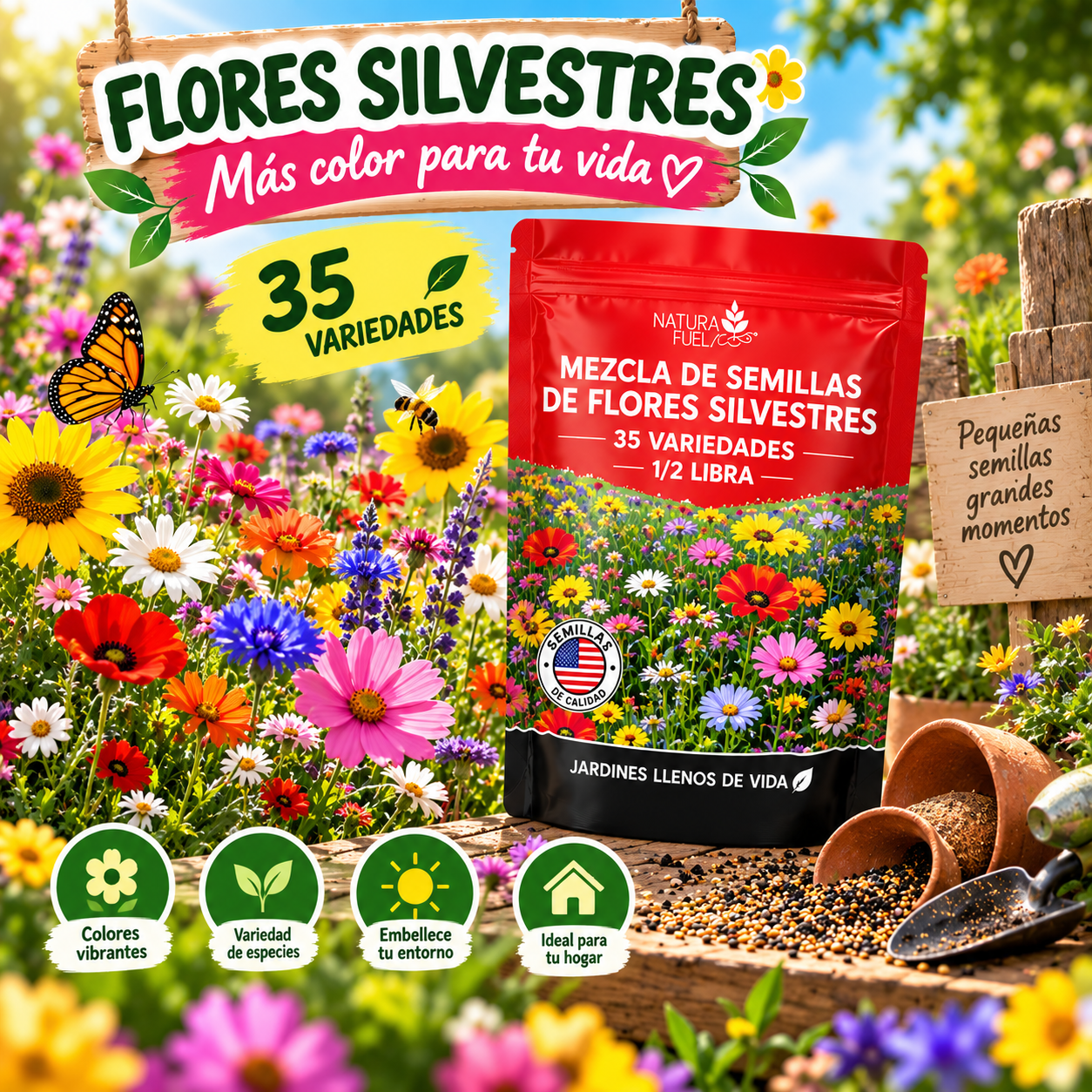 SEMILLAS JARDÍN DE FLORES MULTICOLOR