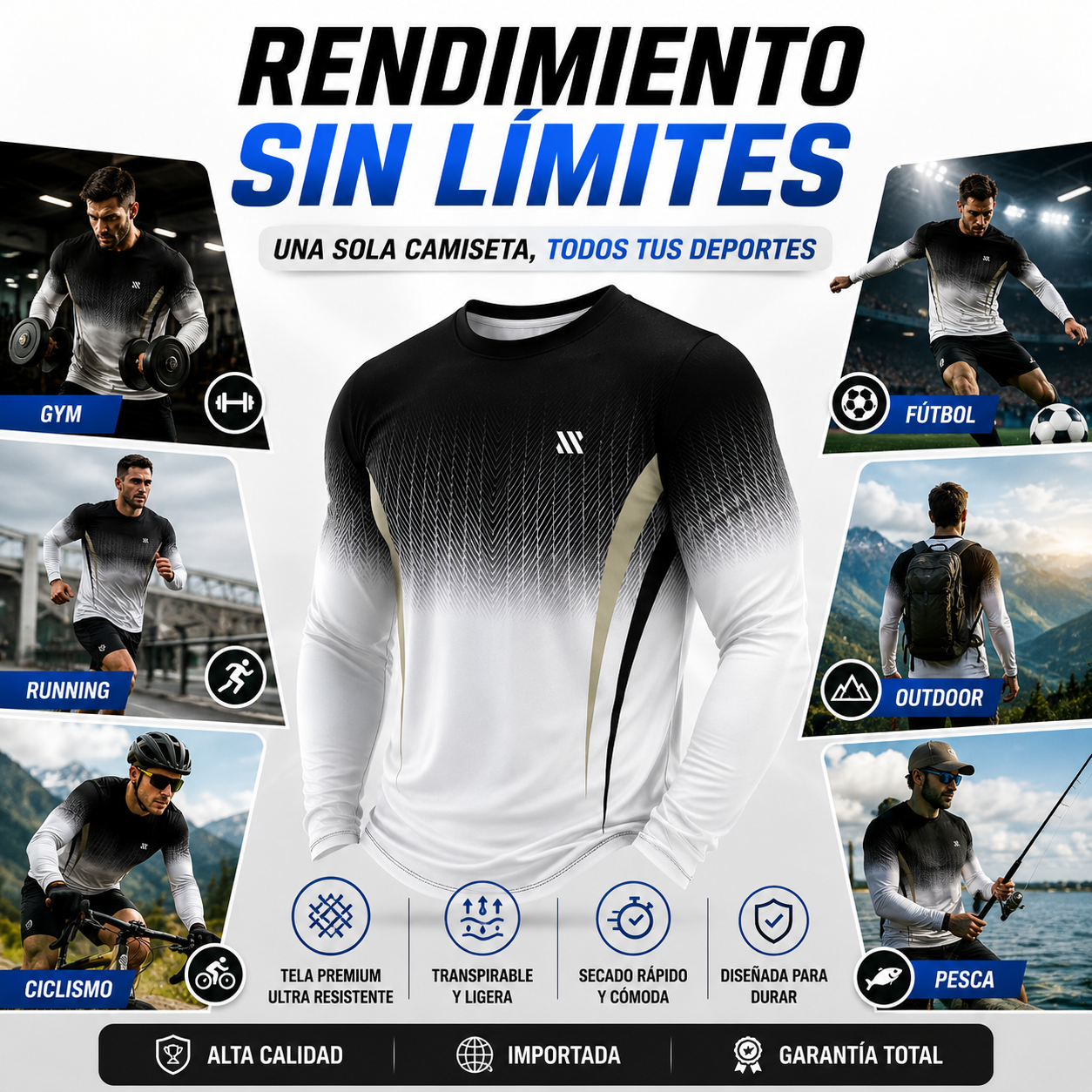 CAMISETA DEPORTIVA MANGA LARGA DE HOMBRE