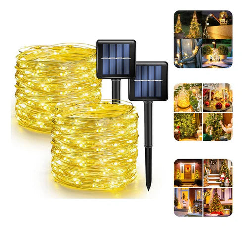 LUCES SOLARES DE NAVIDAD 10 METROS  IMPERMEABLES