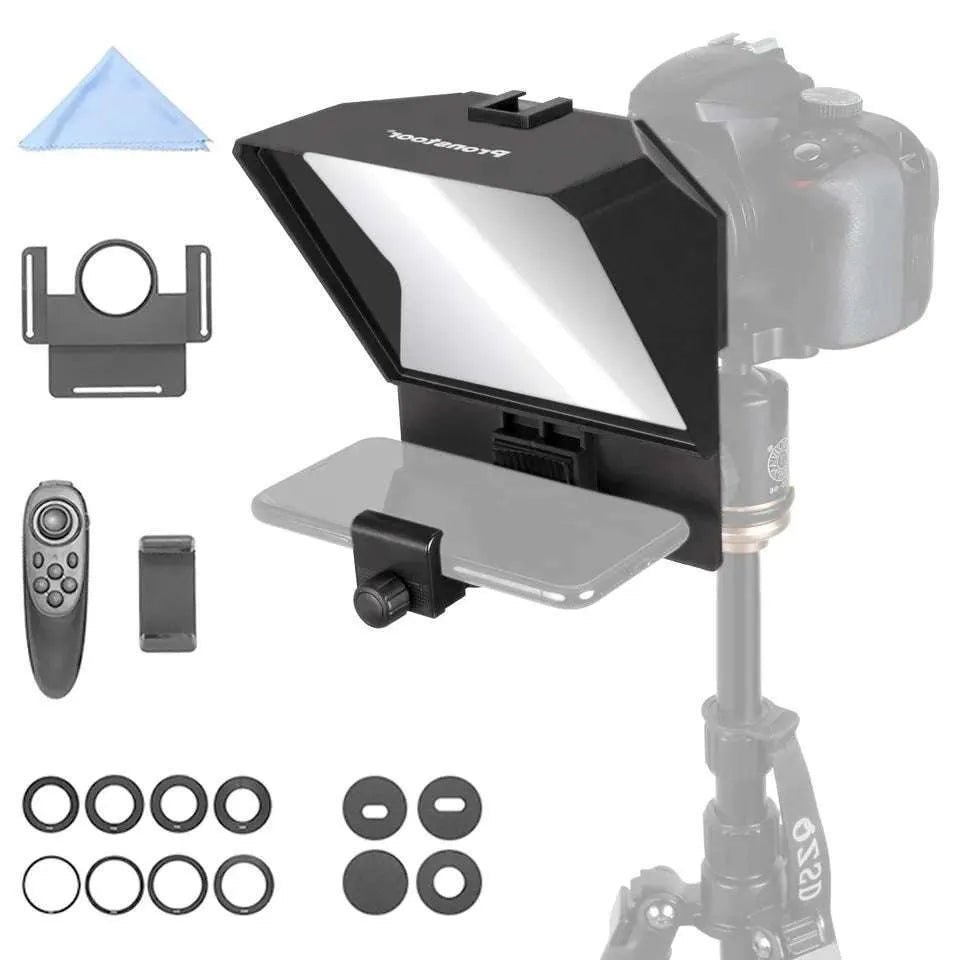TELEPROMPTER PORTÁTIL PRONSTOOR CON TRÍPODE Y CONTROL REMOTO