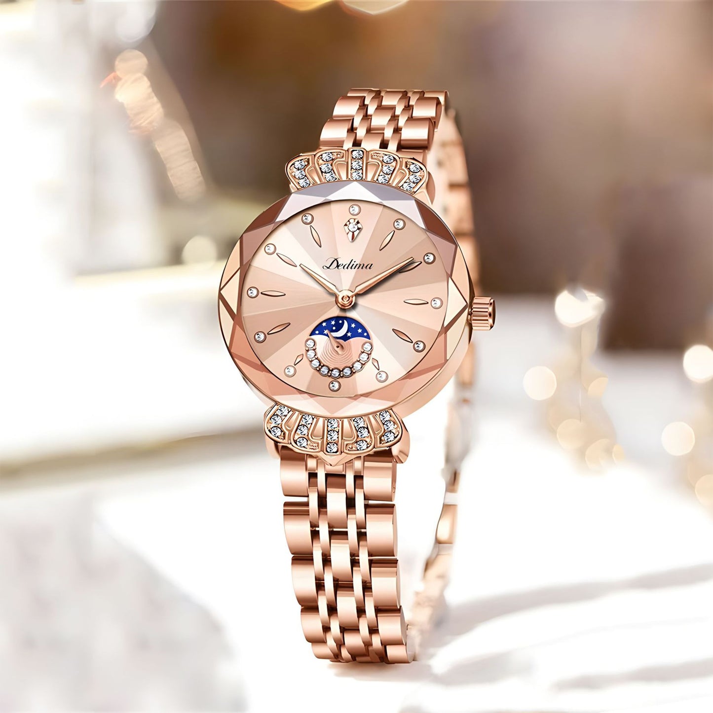 RELOJ ELEGANTE DE LUJO PARA MUJER CON DIAMANTES BRILLANTES