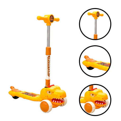 🦖 SCOOTER DINOSAURIO CON LUCES Y SONIDO – ¡AVENTURAS JURÁSICAS SOBRE RUEDAS! 🛴