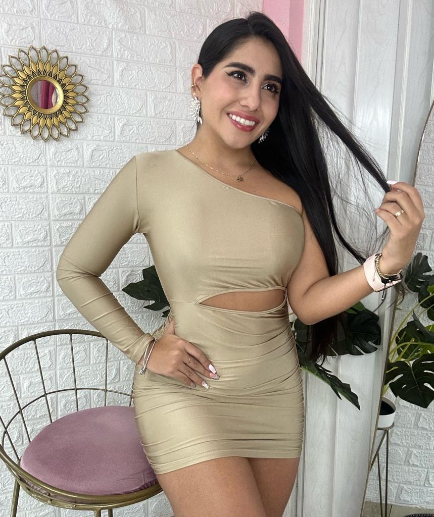 VESTIDO DE UNA MANGA ESTILO PICA PIEDRA