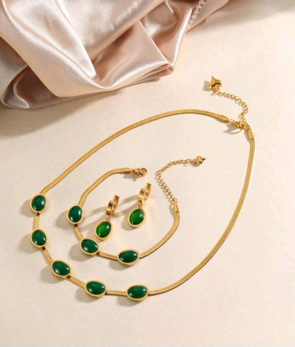 Juego De Joyas de Esmeralda 3 Piezas