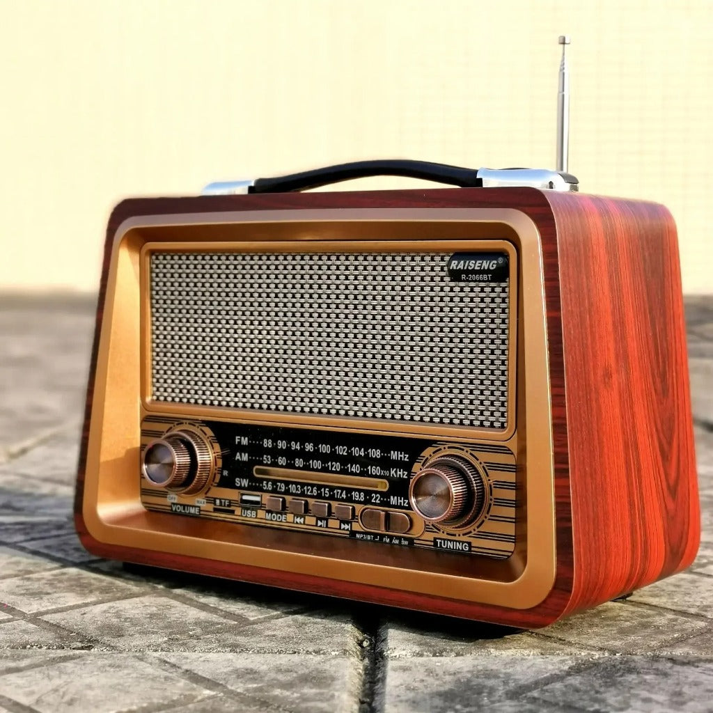 RADIO VINTAGE RECARGABLE CON BLUETOOTH Y POWER BANK