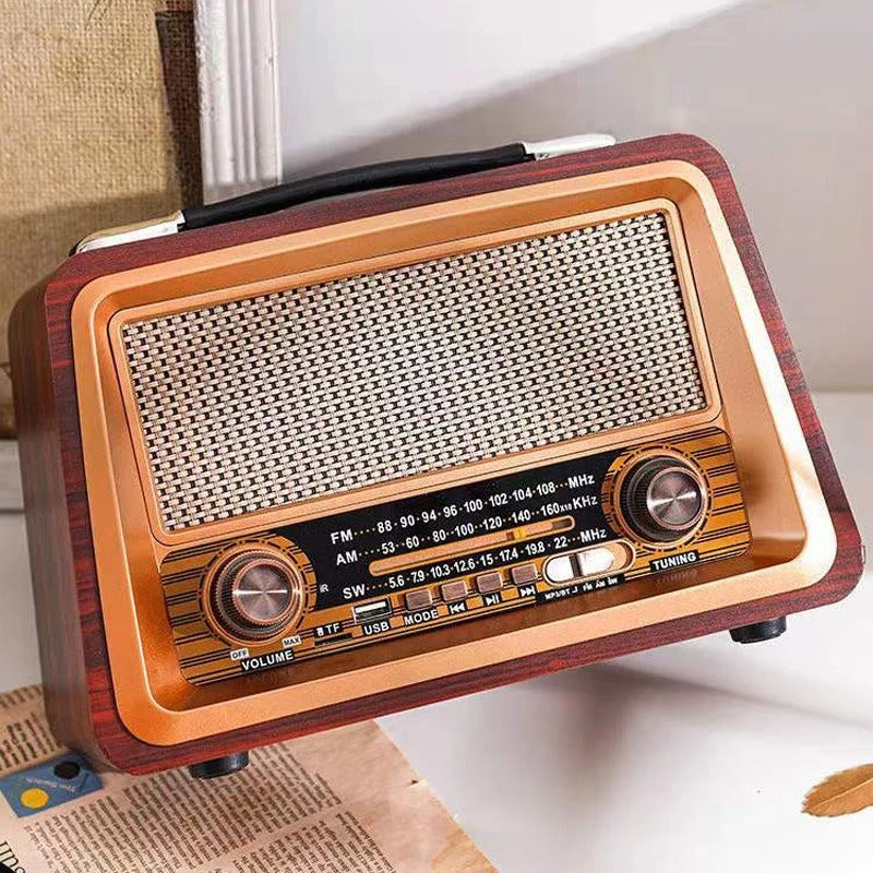 RADIO VINTAGE RECARGABLE CON BLUETOOTH Y POWER BANK