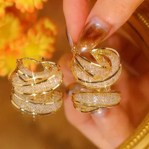 PENDIENTES DE ARO OVALADOS DE MALLA METÁLICA 2x1