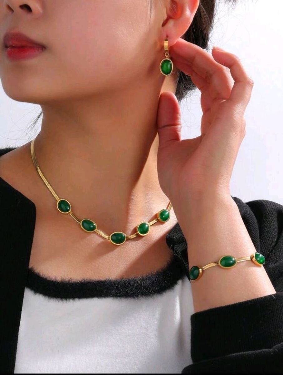 Juego De Joyas de Esmeralda 3 Piezas